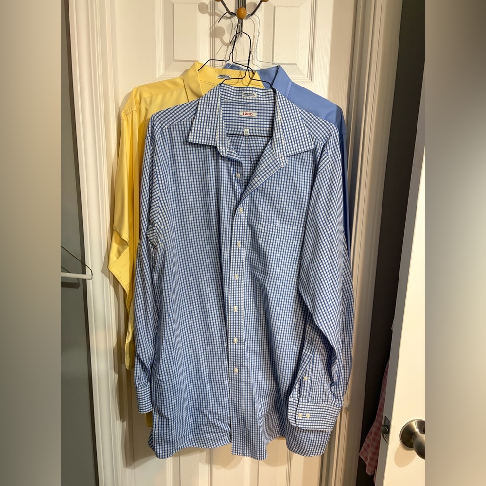 3 Izod Button Down Long Sleeves Dress Shirts